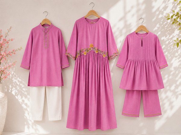 Boys Pink Prism Kurta Pyjama