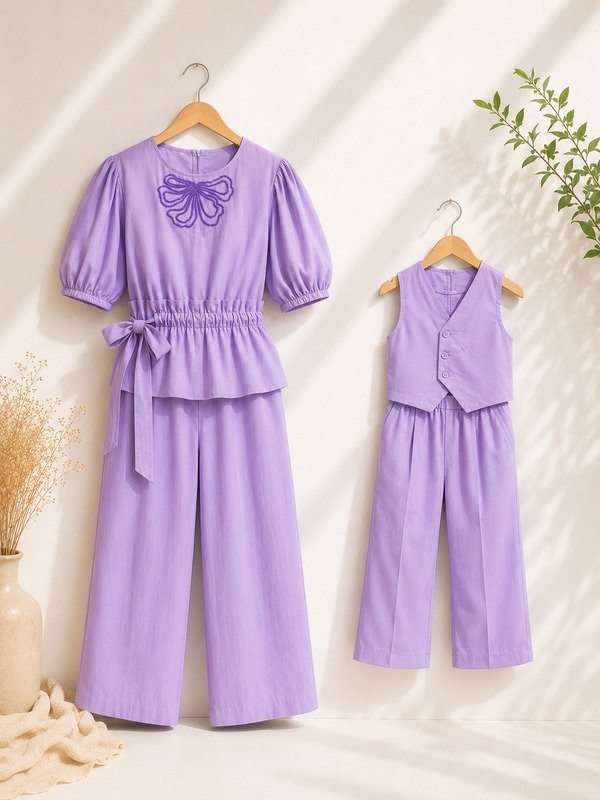 Lilac Bloom Co-ord Set (colour - dark blue / lavendar]