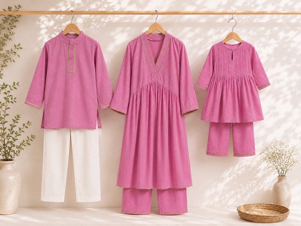 Boys Pink Prism Kurta Pyjama