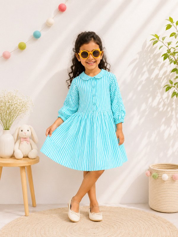 Aqua Bloom shirt dress